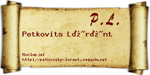 Petkovits Lóránt névjegykártya