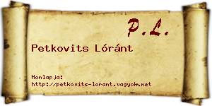 Petkovits Lóránt névjegykártya