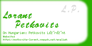 lorant petkovits business card